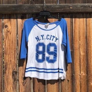 Baseball Tee — Blue and White
